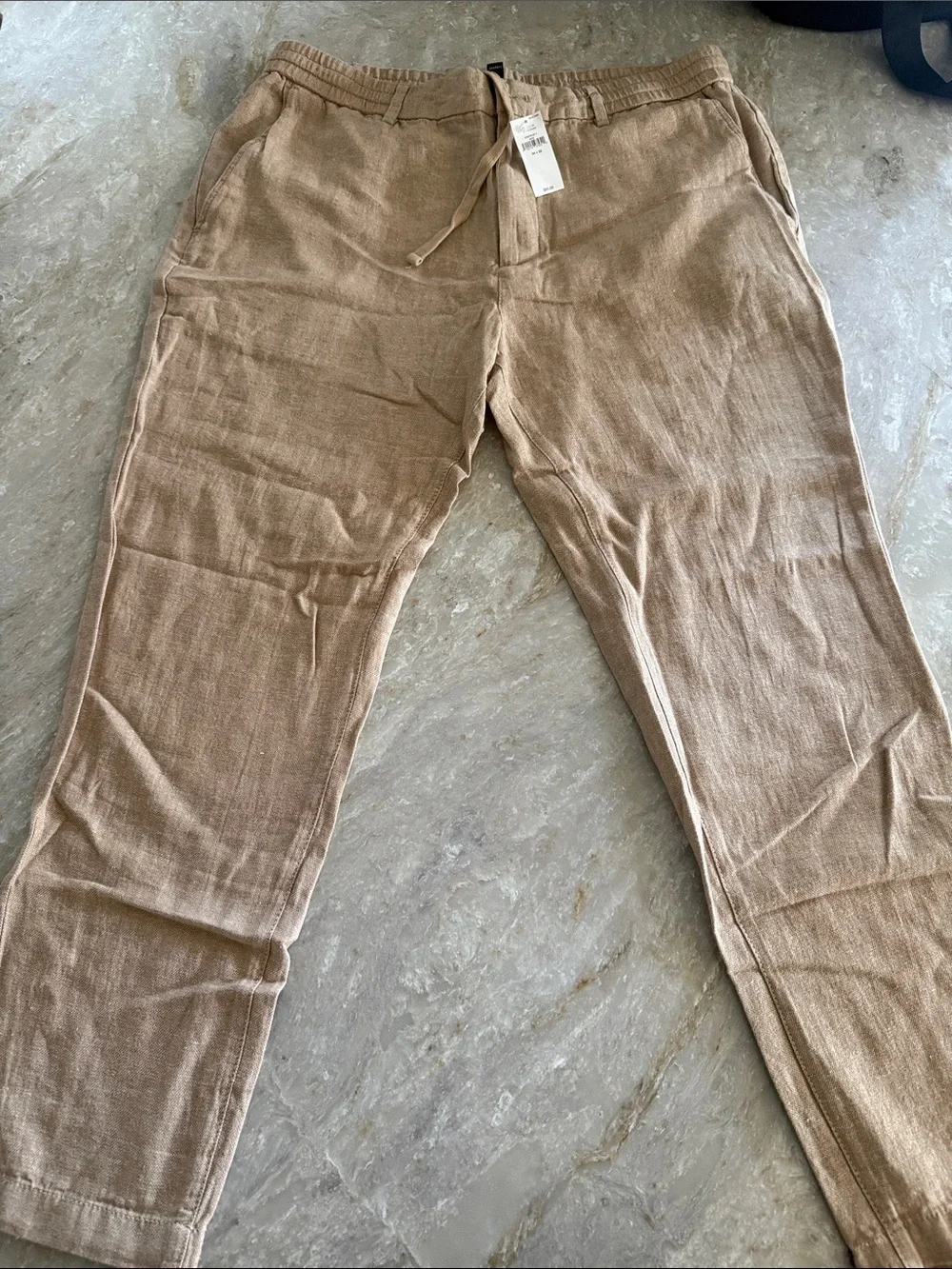 Banana Republic Men's Linen Blend Drawstring Pants in Light Tan